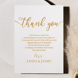 Cartão De Agradecimento Aniversário de Casamento Minimalista Champagne