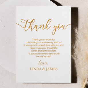 Cartão De Agradecimento Aniversário de Casamento Minimalista Champagne