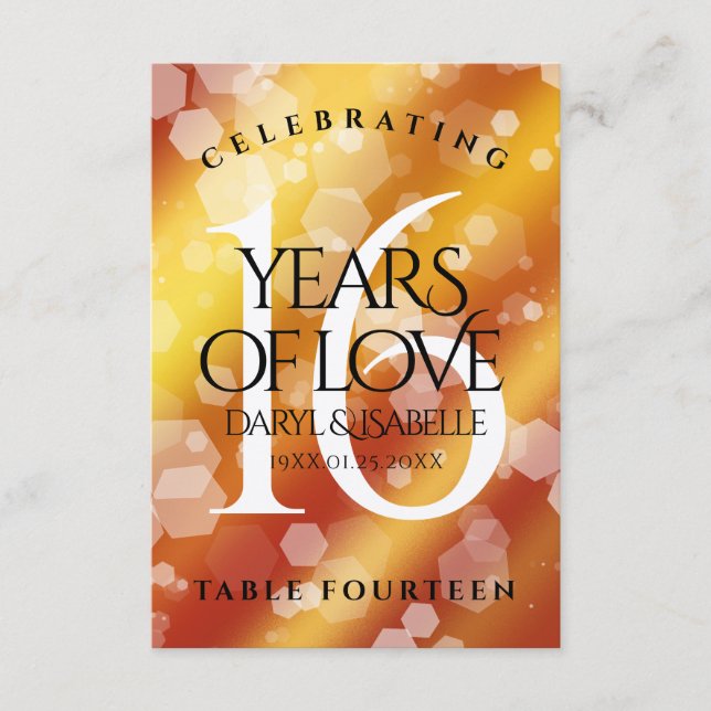 Cartão De Agradecimento Aniversário de Casamento Topaz do Ouro 16 (Frente)