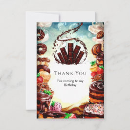Cartão De Agradecimento Aniversário de Chocolate com Aquarela Simples