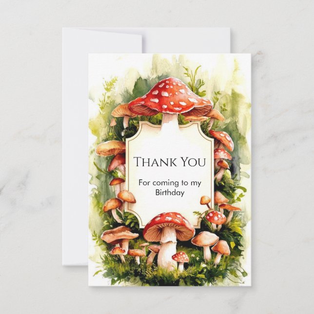 Cartão De Agradecimento Aniversário de Cogumelos Magos Woods (Frente)