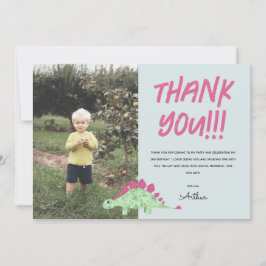 Cartão De Agradecimento Aniversário de criança da Selva de Dinossauro Azul