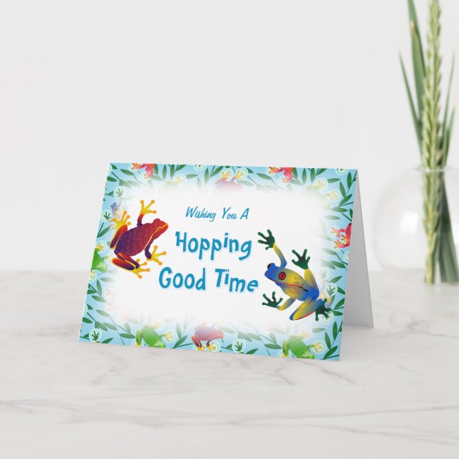 Cartão De Agradecimento Aniversário de criança da selva de Sapo salgado (Frente)