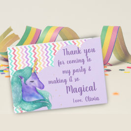Cartão De Agradecimento Aniversário de criança Magical Unicorn Pastel Chev