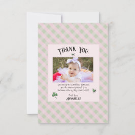 Cartão De Agradecimento Aniversário de criança rosa e verde irlandês