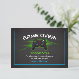 Cartão De Agradecimento Aniversário de Crianças de Video Game