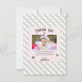 Cartão De Agradecimento Aniversário de Crianças Irlandesas Rosa e Verde