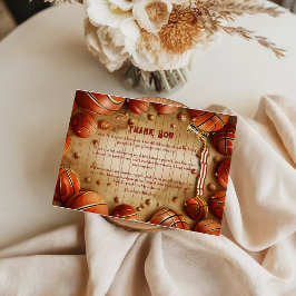 Cartão De Agradecimento Aniversário de Esportes de Basquetebol Vintage