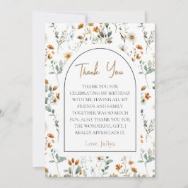 Cartão De Agradecimento Aniversário de feto de flor selvagem legante