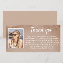 Cartão De Agradecimento Aniversário de Foto Simples de Cores d'Água