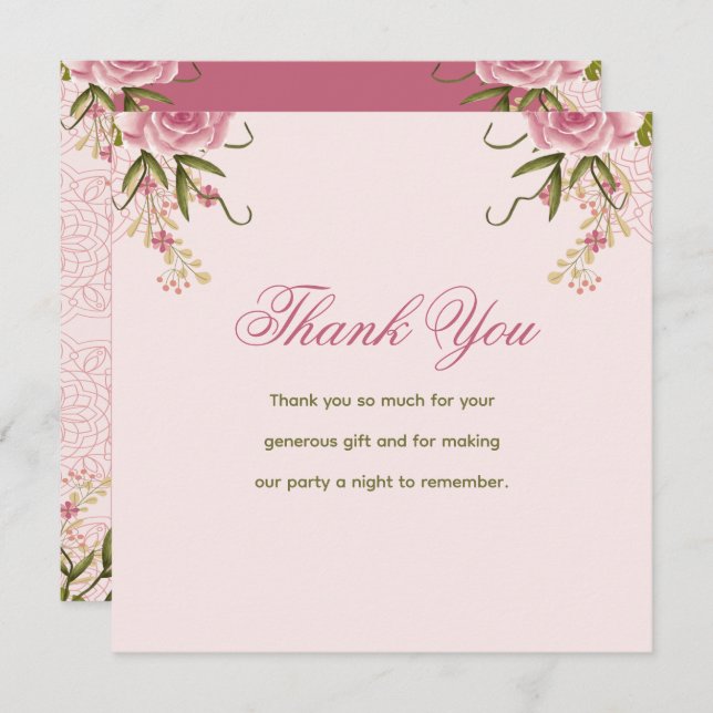 Cartão De Agradecimento Aniversário de Gêmeos Duplos Rosa Pastel (Frente/Verso)