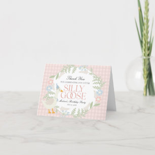 Cartão De Agradecimento Aniversário de Gingham Floral Gingham, Bobo Rosa,