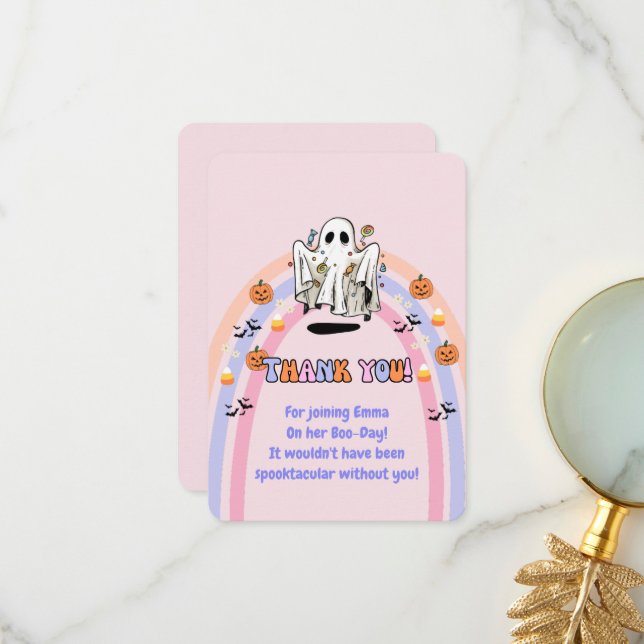 Cartão De Agradecimento Aniversário de Halloween com Truque ou Gosto Fanta (Frente/Verso In Situ)
