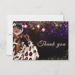 Cartão De Agradecimento Aniversário de Mulher Afro-Americana