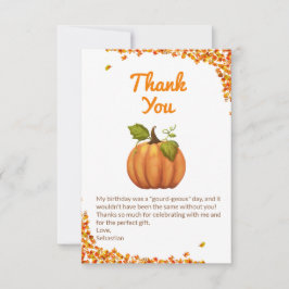 Cartão De Agradecimento Aniversário de Outono da Nossa Pequena Abóbora