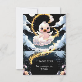 Cartão De Agradecimento Aniversário de Pato Fofo