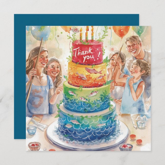 Cartão De Agradecimento Aniversário de pesca, temido viciado em diversão (Frente/Verso)