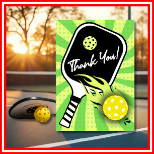 Cartão De Agradecimento Aniversário de Pickleball RETRO Listras Verde Espo