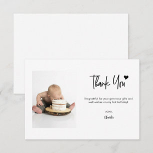 Cartão De Agradecimento Aniversário de um ano Personalizado Foto Moderno s