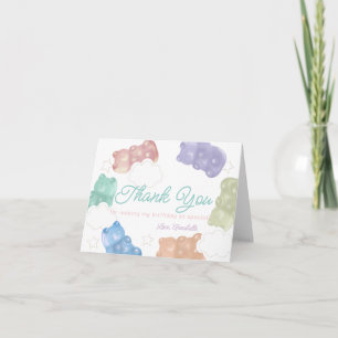 Cartão De Agradecimento Aniversário de Urso Gummy Pastel Doce