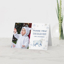 Cartão De Agradecimento Aniversário de Urso Polar de Inverno Onederland Ob