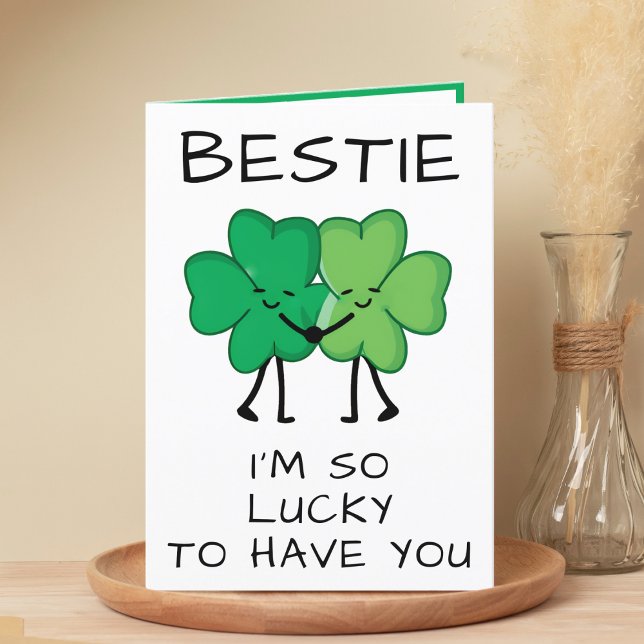 Cartão De Agradecimento Aniversário do Amigo Engraçado do Dia de São Patrí (Funny Clover St Patrick's Day Best Friend Birthday Thank You Card)