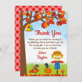 Cartão De Agradecimento Aniversário do Autumn Fall Boy Scarecrow