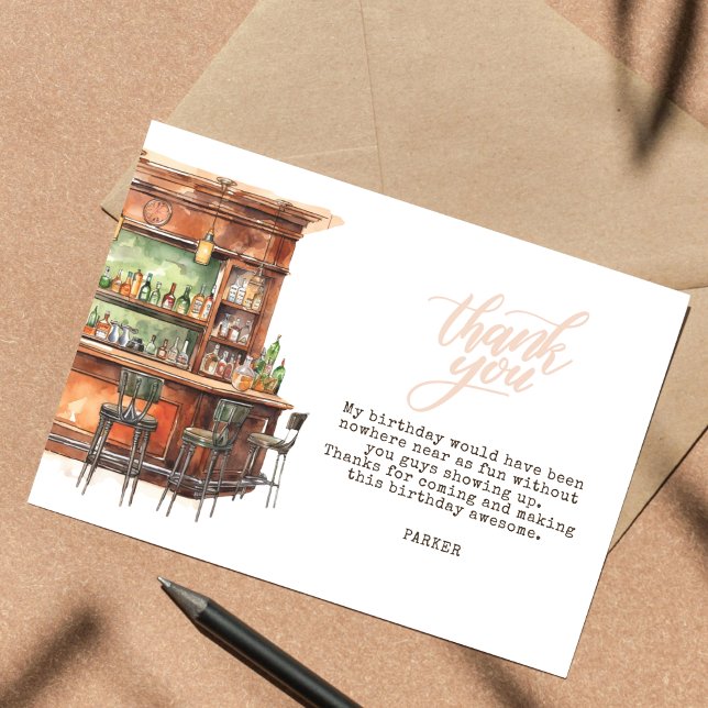 Cartão De Agradecimento Aniversário do bar Adulto Qualquer Idade (Criador carregado)