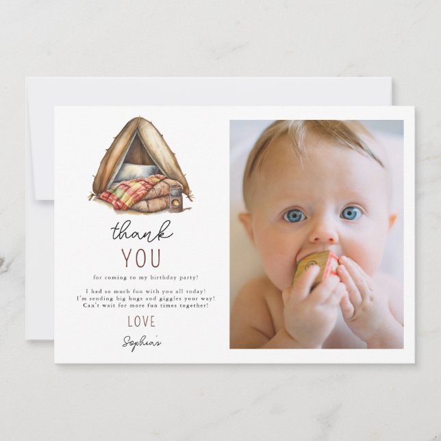 Cartão De Agradecimento Aniversário do Camper da Floresta de Aventura (Frente)