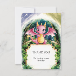 Cartão De Agradecimento Aniversário do Dragão Majestoso Pastel