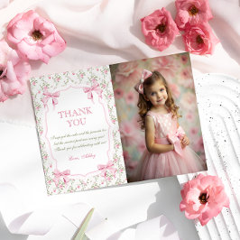 Cartão De Agradecimento Aniversário do Elegante Arco Rosa Coquette - Obrig