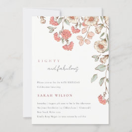 Cartão De Agradecimento Aniversário do Elegante Flores Rosa, 80