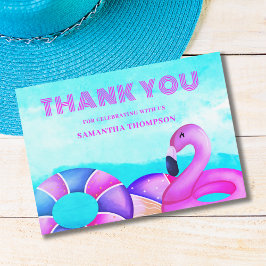 Cartão De Agradecimento Aniversário do Flamingo Rosa Moderno