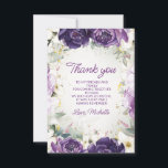 Cartão De Agradecimento Aniversário do Floral Branco Roxo Elegante Obrigad<br><div class="desc">Cartões de agradecimentos de bolsa mensageifesta de aniversario elegante para mulheres com bonito flores brancas e roxas pintadas à mão e folhas verdes de sábio acentuadas com brilho dourado. Entre em contato comigo para obter assistência com suas personalizações ou para solicitar produtos Zazzle adicionais correspondentes para o seu partido.</div>