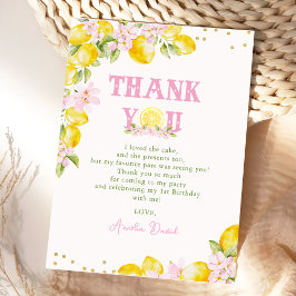 Cartão De Agradecimento Aniversário do Limão Floral