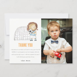 Cartão De Agradecimento Aniversário do Lion Jogador de Futebol Cute