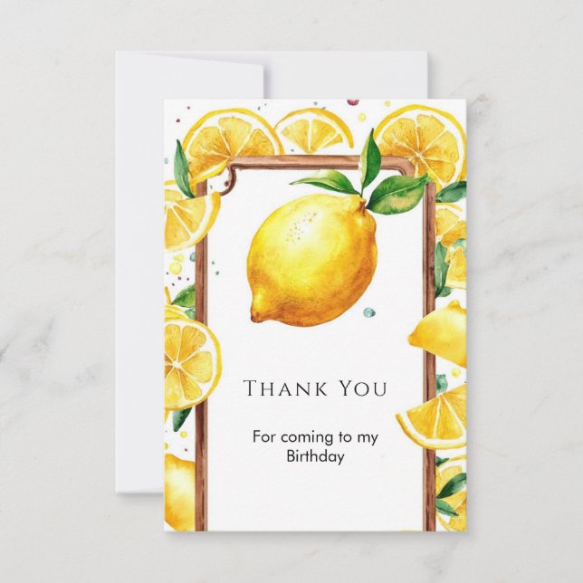 Cartão De Agradecimento Aniversário do Little Lemon Editável (Frente)