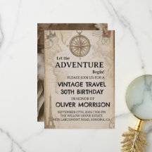 Aniversário do Mapa de Viagem Vintage Início da Av