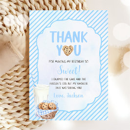 Cartão De Agradecimento Aniversário do Menino Leite e Biscoitos