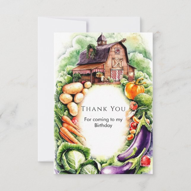 Cartão De Agradecimento Aniversário do Mercado de Vegogas Whimsical (Frente)