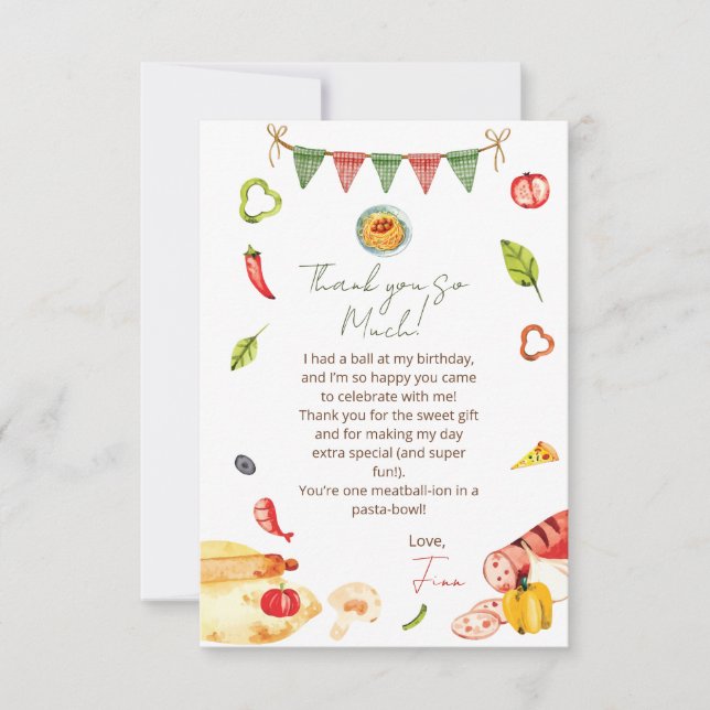 Cartão De Agradecimento Aniversário do Nosso Pequeno Almôndega (Frente)