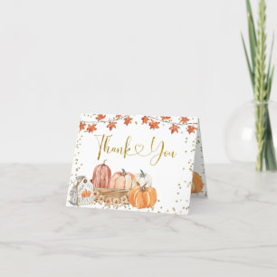 Cartão De Agradecimento Aniversário do Outono de Pumpkin Laranja