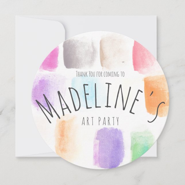 Cartão De Agradecimento Aniversário do Partido da Arte de Aquarela Abstrat (Frente)