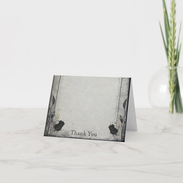 Cartão De Agradecimento Aniversário do Rosa Trellis Negro Gótico Obrigado (Frente)