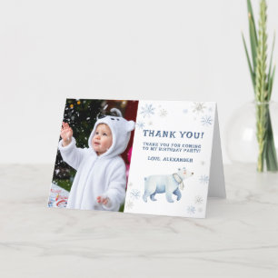 Cartão De Agradecimento Aniversário do Urso Polar de Inverno Obrigado