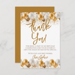 Cartão De Agradecimento Aniversário dos Balões Dourados