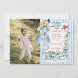 Cartão De Agradecimento Aniversário Encantado Colorido da Alice no País da