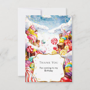 Cartão De Agradecimento Aniversário Enfeitiçado com Granulado Candyland