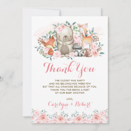 Cartão De Agradecimento Aniversário floral cor-de-rosa do chá de fraldas