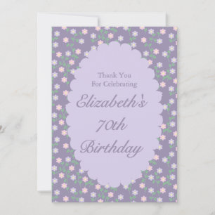 Cartão De Agradecimento Aniversário Floral Roxo